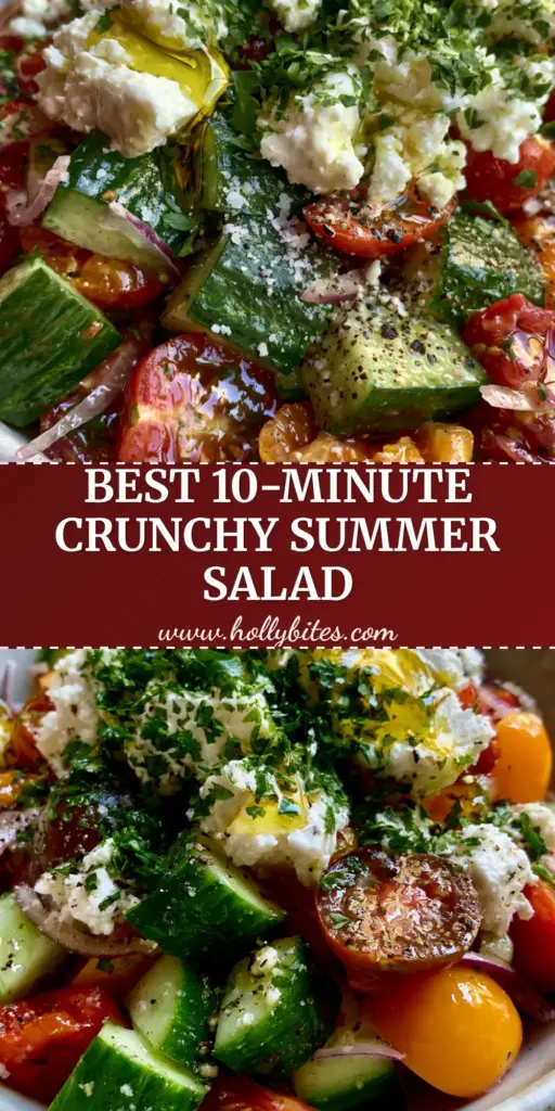 Cucumber Onion Tomato Salad with Creamy Feta and Fresh Parsley 4 A vibrant Cucumber Onion Tomato Salad in a white bowl featuring chunky English cucumbers, red and orange cherry tomatoes, and creamy feta crumbles.