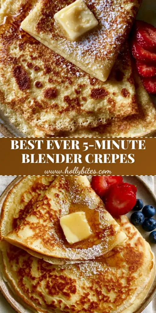 French crepes: The Ultimate Guide to Paper-Thin, Golden Leopard-Spotted Perfection 4 A tall stack of ten paper-thin French crepes with golden-brown leopard spots, topped with melting salted butter and fresh strawberries on a rustic ceramic plate.