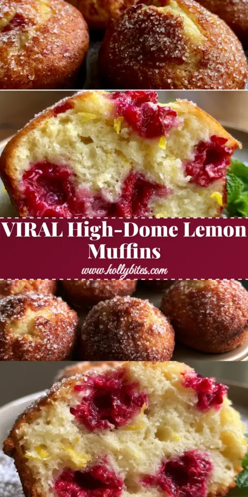 Raspberry Lemon Ricotta Muffins: The Ultimate Bakery-Style Recipe 4 A stack of bakery-style raspberry lemon ricotta muffins with high golden domes and coarse sugar crystals.
