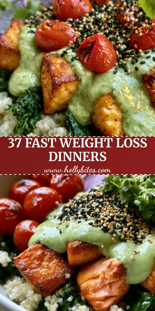 Healthy Dinner Ideas: Seared Salmon Quinoa Bowls with Avocado Crema 4 A minimalist white ceramic bowl filled with seared salmon cubes, fluffy white quinoa, and dark green kale, representing healthy dinner ideas.