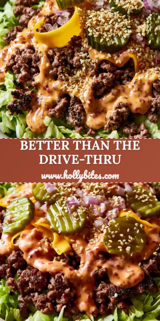 Burger Bowls: The Ultimate Big Mac Inspired Loaded Salad 4 A vibrant and colorful Big Mac style feast showing loaded burger bowls with secret sauce and sesame seeds.